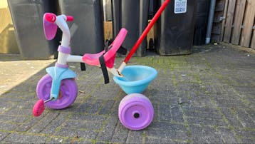 Smoby driewieler met duwstang - roze/paars