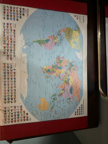 Wereldkaart met gebruikssporen - 44x67 cm