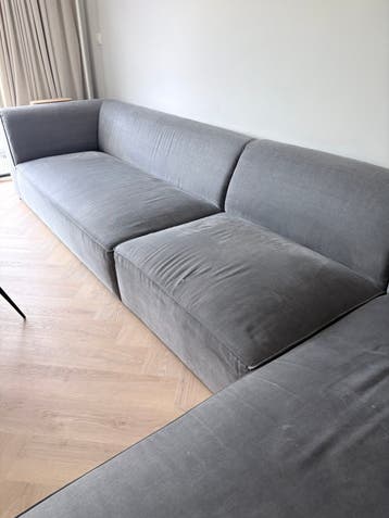 Gratis af te halen: Hoekbank antraciet grijs + hocker