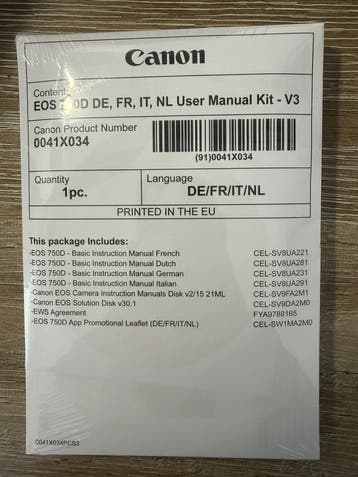 Canon EOS 750D handleiding boekje en Disk