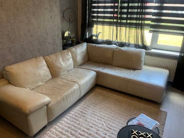 Witte leren hoekbank Leatherworld (250x220 cm) – In 2 delen