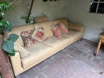 Lederen beige 3 zitsbank