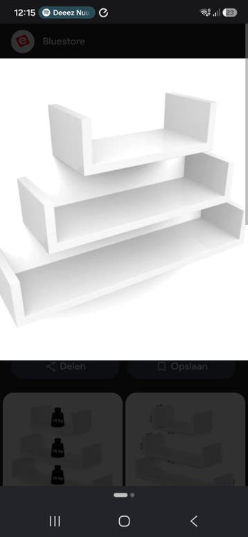 Set van 3 Witte Zwevende Wandplanken - MDF E1