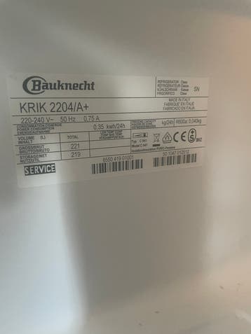 Bauknecht KRIK2204/1/A+ Inbouw Koelkast - 212L, A+