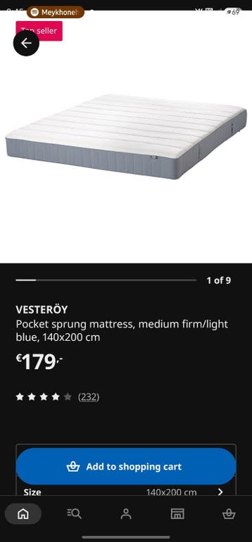 Ikea matras 140x200 cm - 1 jaar oud