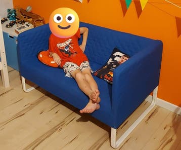Ikea Knopparp bankje blauw voor kinderkamer