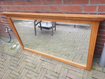 Grote zware spiegel met eikenhout frame