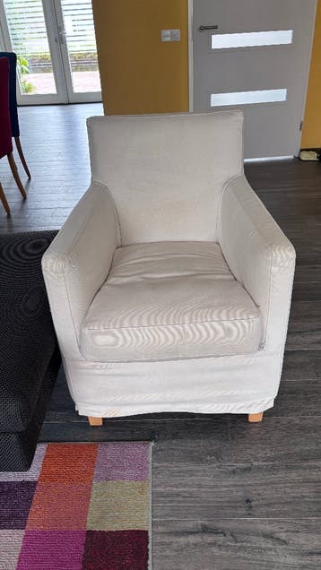 Comfortabele fauteuil - Crème/wit