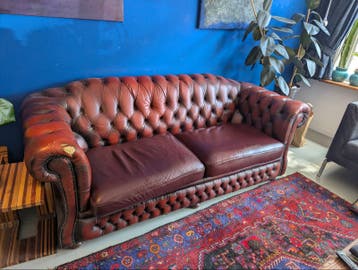 Chesterfield 3-zitsbank - Leer - Gebruikt
