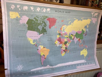 Grote Wereldkaart op Rol - Decoratieve Landkaart