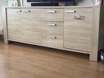 Moderne dressoir met lades en deuren, houtkleur