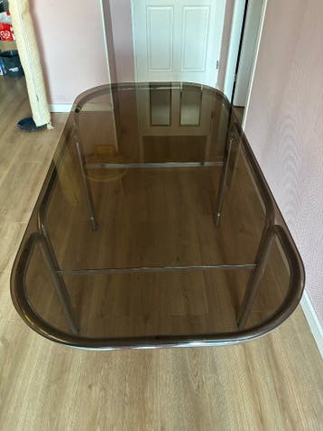 Retro glazen eettafel