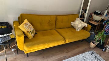 Gele 3-zits bank van stof - Pickup tomorrow