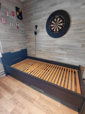 1 persoons bed, donkergrijs