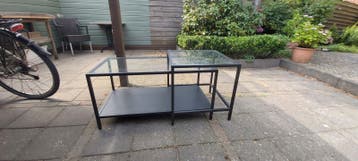 salon tafel zwart met glas