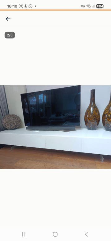 Modern TV-meubel wit met 2 lades en 2 klepkastjes - 2.40m