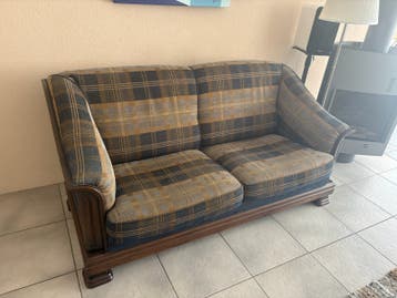 Comfortabele tweepersoonsbank met Schotse ruit