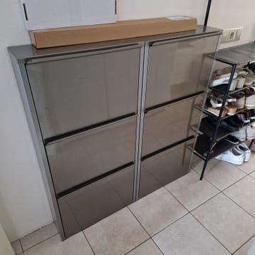 Schoenenkast met 6 vakken - RVS look