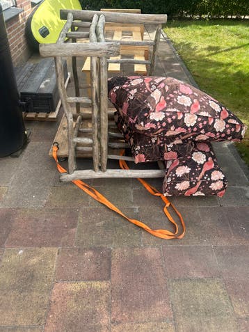 Houten stoel met kussens, 86x86 cm, zithoogte 34 cm