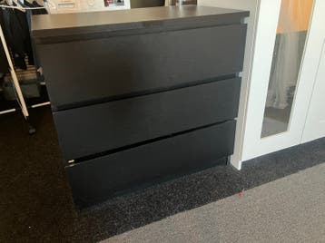 GRATIS OPHALEN Malm ladekast zwart met 3 lades