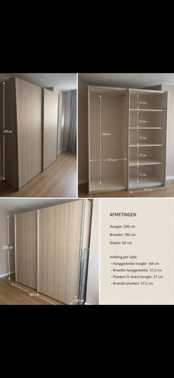 Kledingkast met schuifdeuren en veel opbergruimte