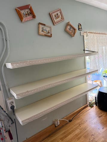 Vintage wandplanken met kant - Set van 3