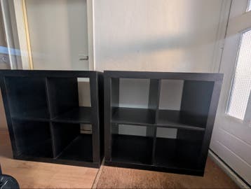 2x IKEA Kallax/Expedit kasten, zwart, 2x2 vakken
