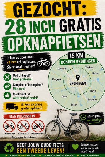 gezocht gratis 28inch opknap fietsen