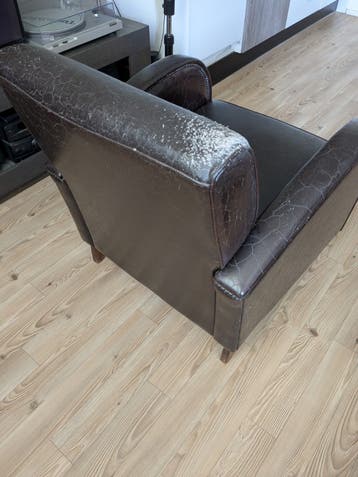 Bruine leren fauteuil - gratis af te halen