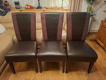 Set van 3 gebruikte stoelen met skai leer