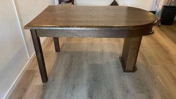 Eettafel (donker eiken), met extra inlegblad