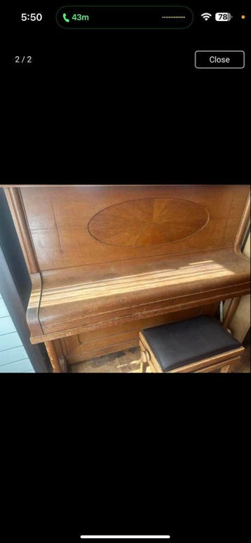 Antieke V. Berdux Piano met Kruk - Opknapper