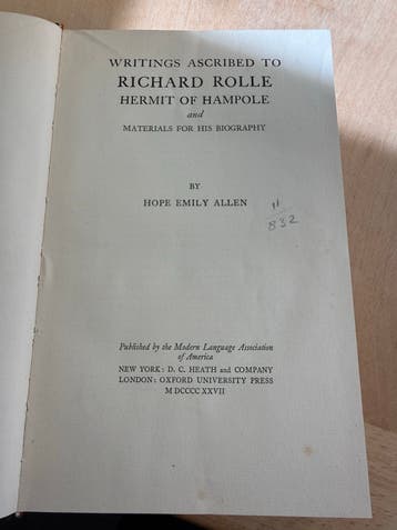 Writings Ascribed to Richard Rolle - Hope Emily Allen (1927)