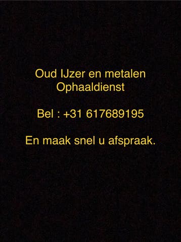 Oud ijzer / metalen ophaaldienst