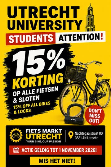 Fiets markt Utrecht: 15% korting voor studenten!