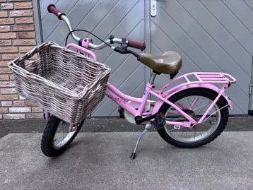 Roze meisjesfiets 18 inch met zijwieltjes