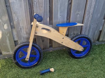 Houten loopfiets met verstelbaar zadel - stuur defect