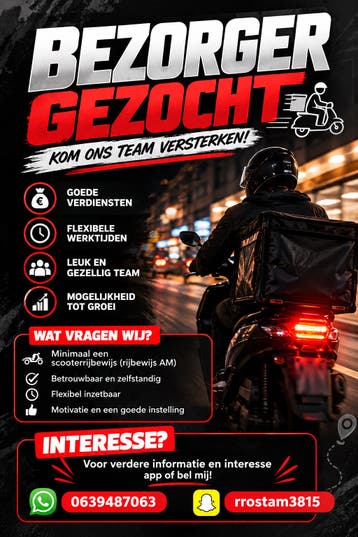 GEZOCHT: Scooterbezorger in Amersfoort