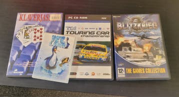 4 PC CD-ROM Spellen: Klaverjas, Ice Land, TOCA, Blitzkrieg