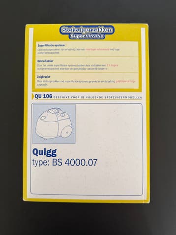 Stofzuigerzakken Superfiltratie QU 106 voor Quigg BS 4000.07