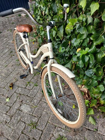 Sturdy Damesfiets - Crème met Bruine Details