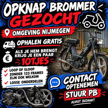 Opknap brommer, scooter, quad, crosser, scootmobiel gezocht