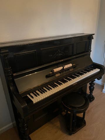 Antieke F. Weber Piano - Zwart, Gebruikt