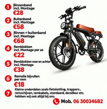 fatbike reparatie  Almere Binnenband  buitenband  re