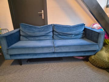 Blauwe stoffen 2-zitsbank – comfortabele zit