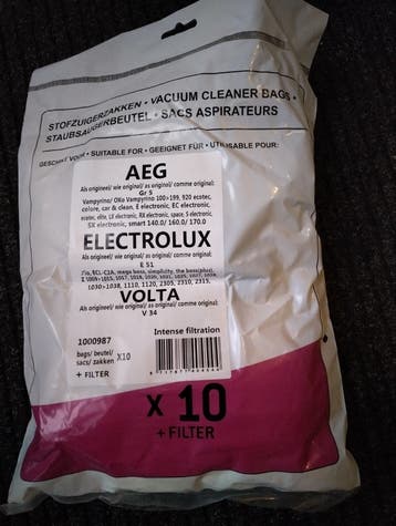 Stofzuigerzakken + filter voor AEG, Electrolux, Volta