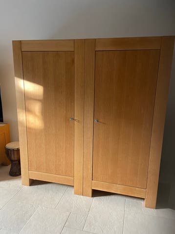 Gratis  2 geoliede eikenhouten kasten - 160x75x50 cm