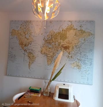 Grote Wereldkaart Canvas - Decoratieve Wanddecoratie