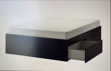 IKEA Brimnes Bed met opbergruimte - Zwart, Tweepersoons
