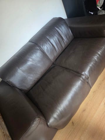 Comfortabele bruine leren bank - 2-zits